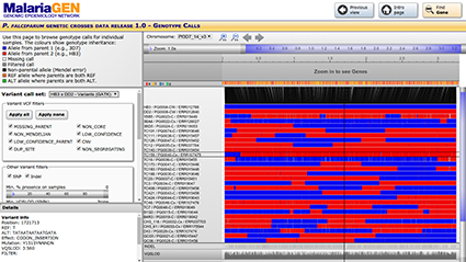 Screen capture of Pf crosses web application